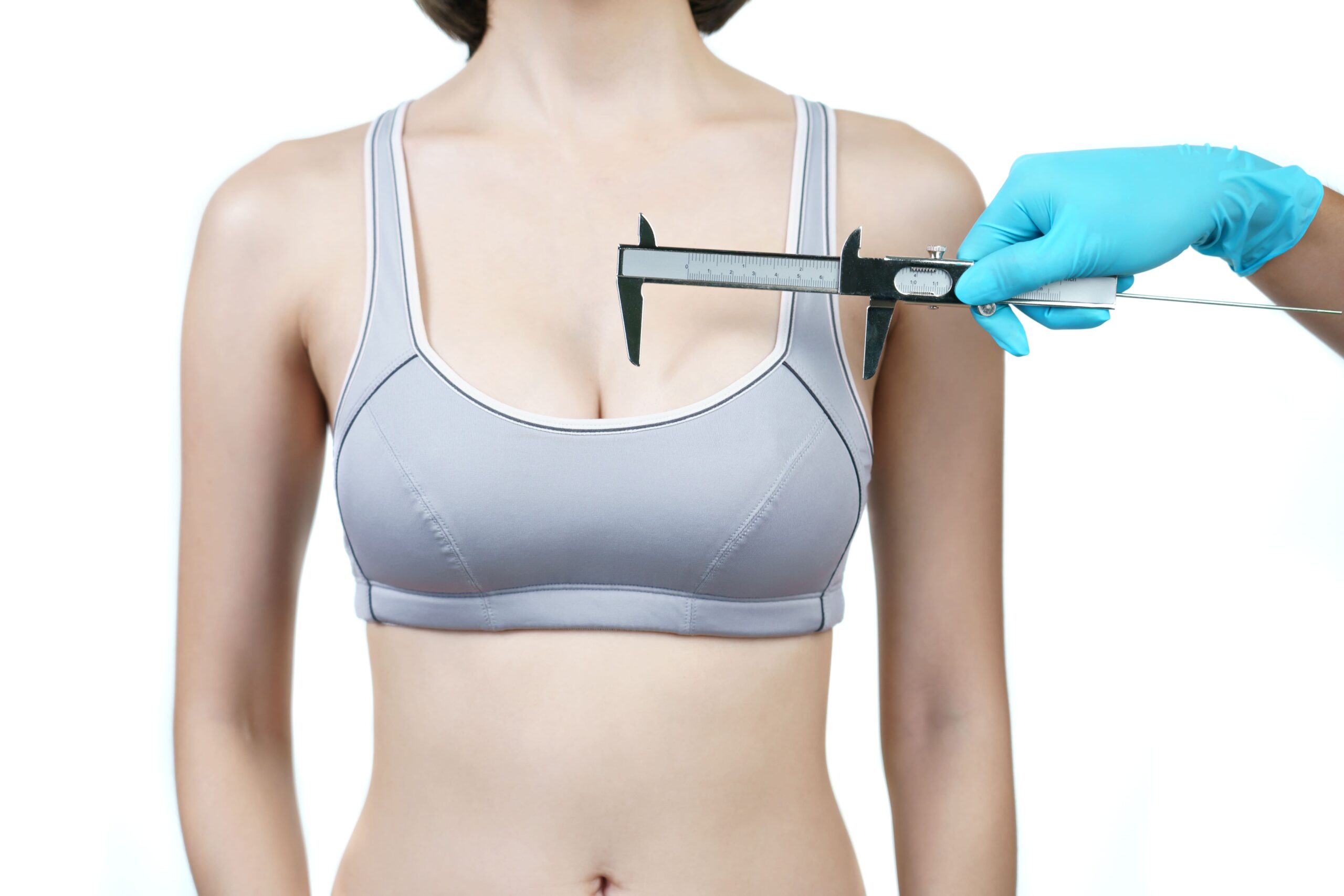 Measuring woman breast for Breast Reduction Surgery